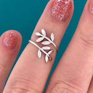 Sterling Silver Toe Ring for Women Leaf Bypass Ring Adjustable Midi Pinky USA